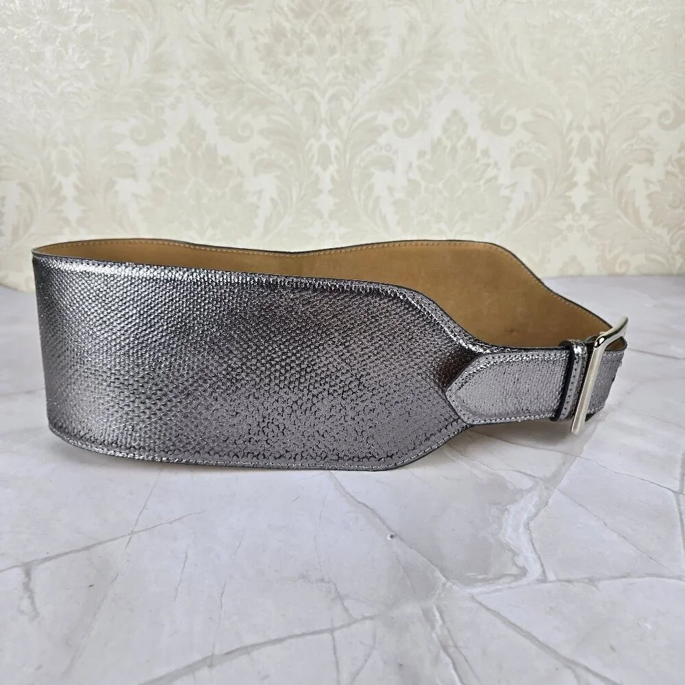 W Kleinberg Size Small Wide Karung Snake Belt Silver Black Solid Brass Buckle